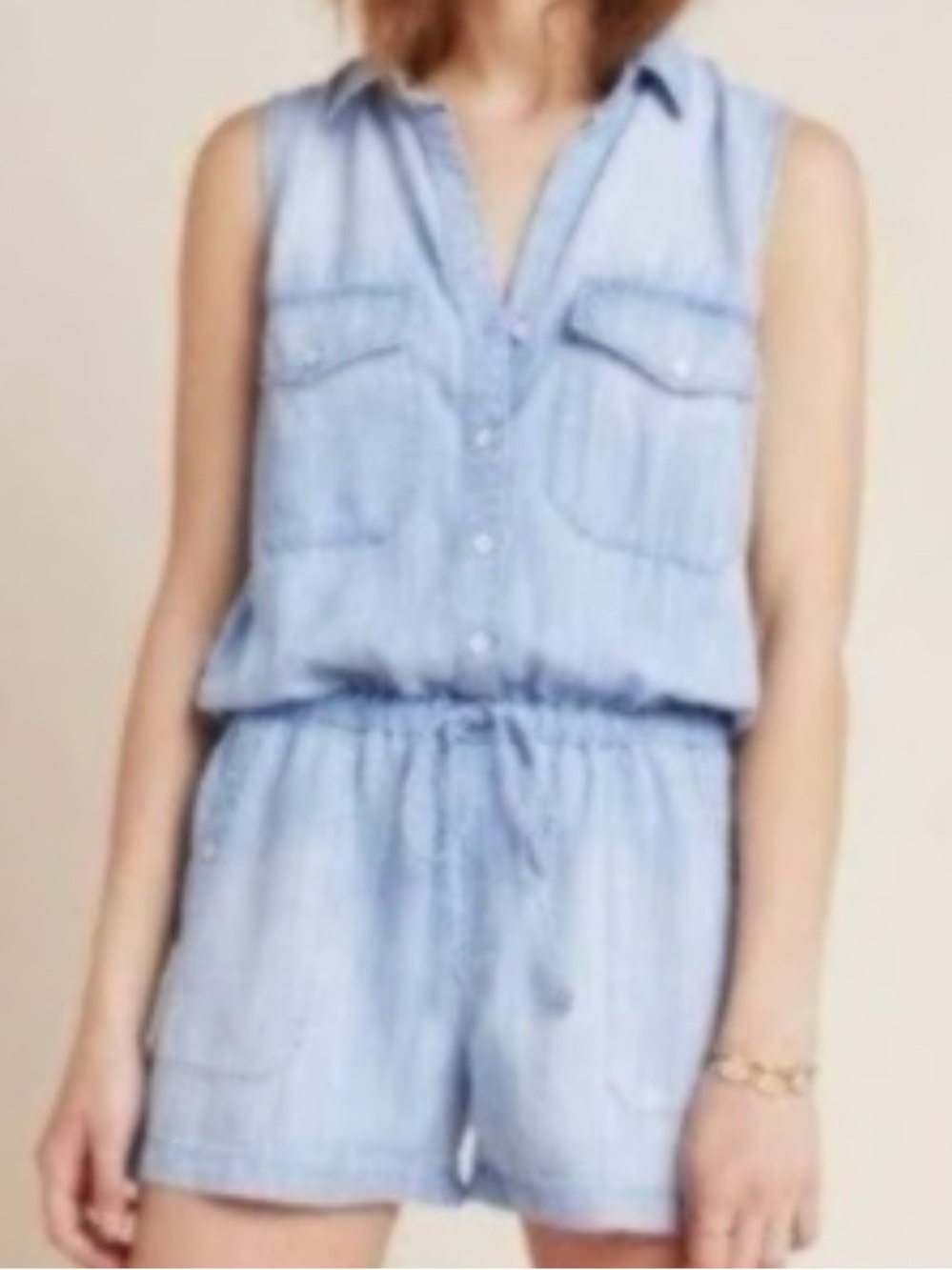 Anthropologie | Cloth & Stone Chambray Romper / Shorts | Size Small